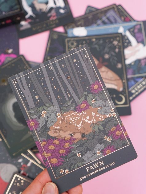 Buy Forest Tales Oracle Deck Moon Witch Series Online in India - Etsy Tarot Cards Aesthetic, Spirits Of The Forest, Alter Ideas, Tarot Aesthetic, Forest Spirits, Love Oracle, Witch Series, Animals Forest, Spirit Board