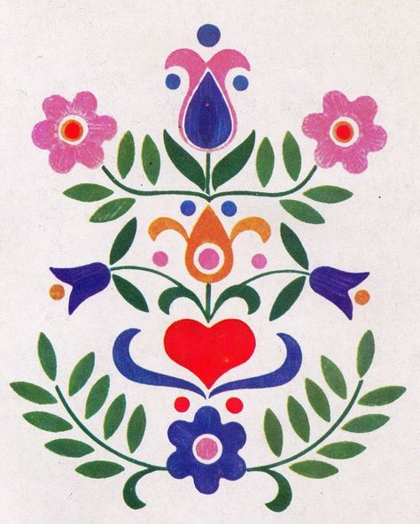 Mexican Flowers Illustration, Swedish Folk Art Flowers, Swedish Floral Design, Scandinavian Flower Design, Scandinavian Floral Design, Mexican Folk Painting, Mexican Art Illustration, Folk Flowers Illustration, Scandinavian Flower Art