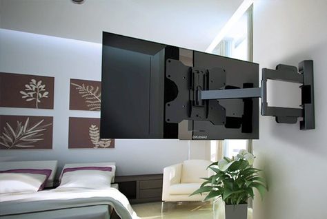 Bedroom Tv Wall Ideas, Tv Stand Room Divider, Tv Mounted, Bedroom Tv Wall, Swivel Tv Stand, Swivel Tv, Tv Wall Mount Bracket, Modern Tv Wall, Tv Wand