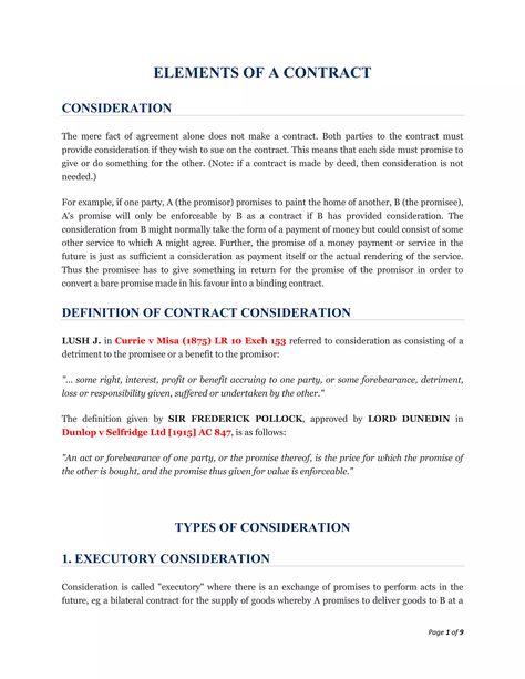 L ecture 3 consideration - notes Contract Law Notes, Law Notes, Contract Law, Law School, Something To Do, For Free