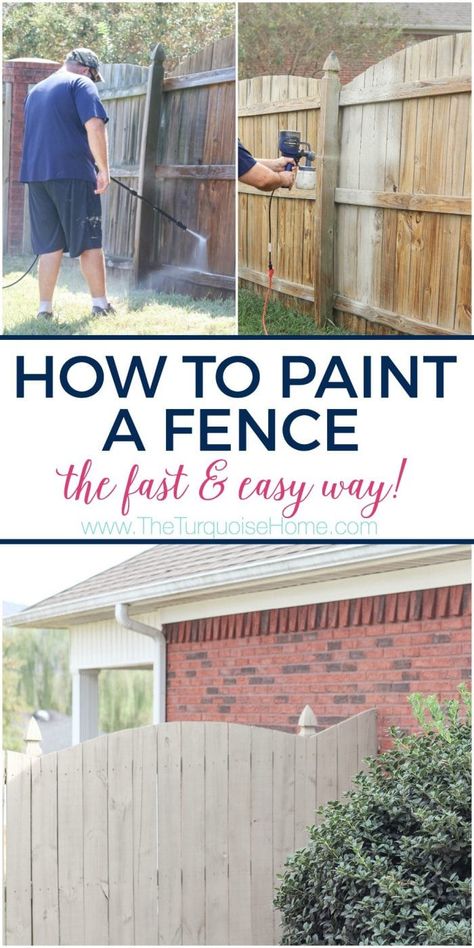 Fence Concrete, Painted Wood Fence, Fence Stain, Easy Home Improvement, Diy Home Projects, Backyard Fence, Diy Fence, Fence Paint, Backyard Fences