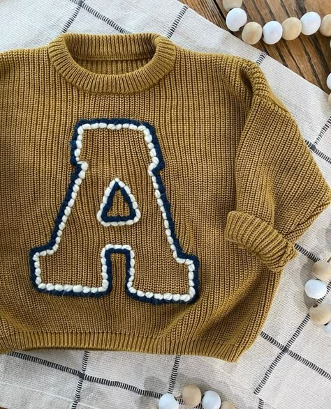 Embroidered Sweater Vest, Baby Boy Embroidered Sweater, Knit Sweater Embroidery, Boys Embroidered Sweater, Boy Embroidered Sweater, Boy Embroidery Ideas, Embroidered Kids Clothes, Embroider Sweater, Diy Easy Embroidery