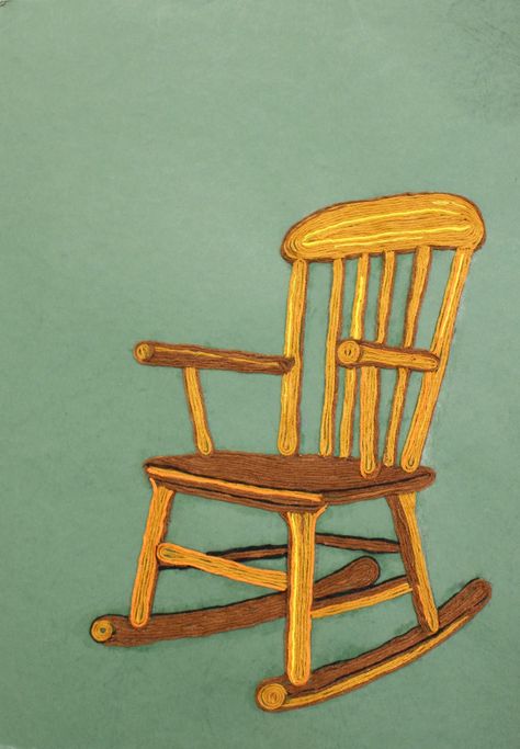 Wooden Chair Painting, Rocking Chair Drawing, Rocking Chair Illustration, Cabin Tattoo, Chair Illustration, Chair Art, Chair Drawing, Mughal Art Paintings, Art Alevel