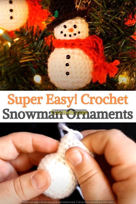 "Deck the Halls with Handmade Crochet Ornaments: Free Patterns" Crochet Snowman Garland, Easy Crochet Snowman, Crochet Mini Snowman, Crochet Snowman Ornament Free Pattern, Easy Crochet Snowman Free Pattern, Crochet Snowman Ornament, Free Crochet Christmas Ornaments Pattern, Crochet Snowman Free Pattern, Easy Crochet Ornaments