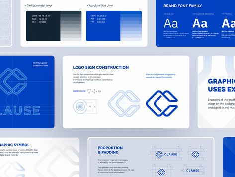 Clause brand identity designed in 2018.  More Clause shots where you can see the logo in action: - Clause Web Design - Dec 5, 2018  - Clause Marketing Website - Jun 10, 2020  We're available for br... Branding Deck, Book Branding, Logo Guidelines, Branding Identity Inspiration, 포트폴리오 레이아웃, Brand Manual, Logo Presentation, Vi Design, Visual Identity Design