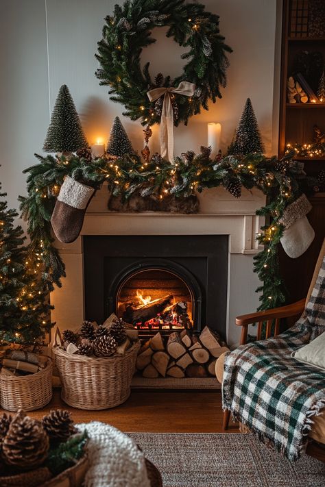 Cosy Christmas Decorations, Ll Bean Christmas, Lounge Christmas Decor, Cozy Winter Photography, Cozy Christmas Aesthetic Decor, Home Alone Christmas Astethic, Christmas Decorations Inside House, European Cottage Christmas, Small Living Room Ideas Christmas