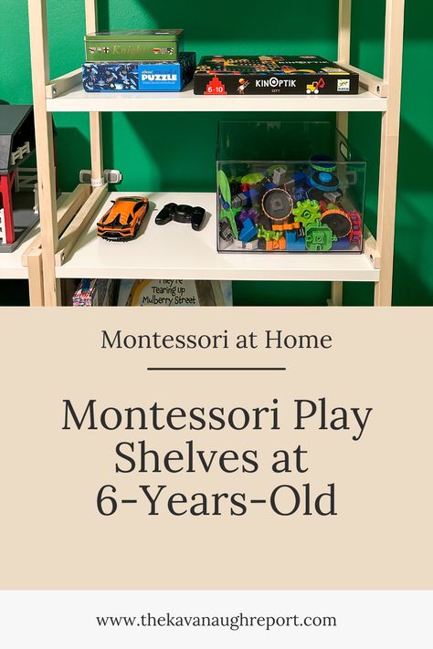 Some play shelf and toy ideas for 6-years-old from our Montessori home. Montessori play shelves for a second plane of development 6-year-old boy Montessori Birthday Party, Montessori Play Room, Montessori Organization, Home Montessori, Montessori Home, Montessori Activities Preschool, Montessori At Home, Montessori Shelf, Montessori Playroom