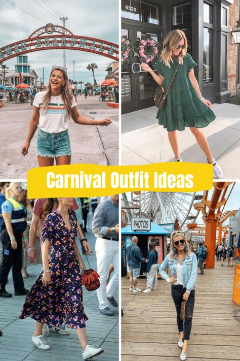 30+ Cutest Carnival Outfit Ideas For Your Summer Trip & Party – ljanestyle.com Outfit Ideas For Carnival, Dress For Carnival Theme Party Indian, Carnival Party Outfit Ideas, State Fair Outfits Summer, What To Wear To The Fair Summer, Carnival Outfit Modest, Simple Carnival Outfit, Outfits For A Fair Summer, Modest Carnival Outfit