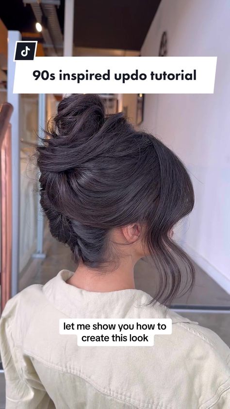 Classy French Twist Updo, French Twist Updo Brown Hair, Bridal Updo Tutorial Fine Hair, How To Do A Messy Updo, 90s French Twist Updo, Kim K French Twist, Thick Hair Formal Hairstyles, Bridal Updo French Twist, 90s Bridesmaid Hair