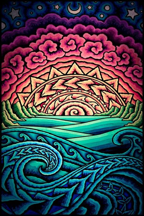 Aloha Sunrise-Chill - Elements of Bliss - Paintings & Prints, Ethnic, Cultural, & Tribal, Polynesian - ArtPal Polynesian Decor, Samoan Patterns, Ukulele Art, Raw Artists, Polynesian Art, Maori Designs, Polynesian Designs, Hawaiian Art, Psy Art