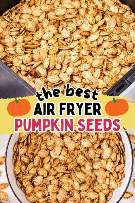 Grab your ingredients and get ready for your Air Fryer Pumpkin Seeds to go from plain to perfectly roasted in 30 minutes! This easy air fryer recipe creates a crispy, crunchy, healthy snack that you can season with a variety of sweet or savory spices. Appetizers Air Fryer, Air Fryer Pumpkin Seeds, Savory Pumpkin Seeds, Pumpkin Seed Recipes Roasted, Homemade Pumpkin Seeds, Air Fryer Pumpkin, Air Fryer Recipes Chicken Tenders, Air Fryer Recipes Healthy Low Carb, Air Fryer Recipes Keto