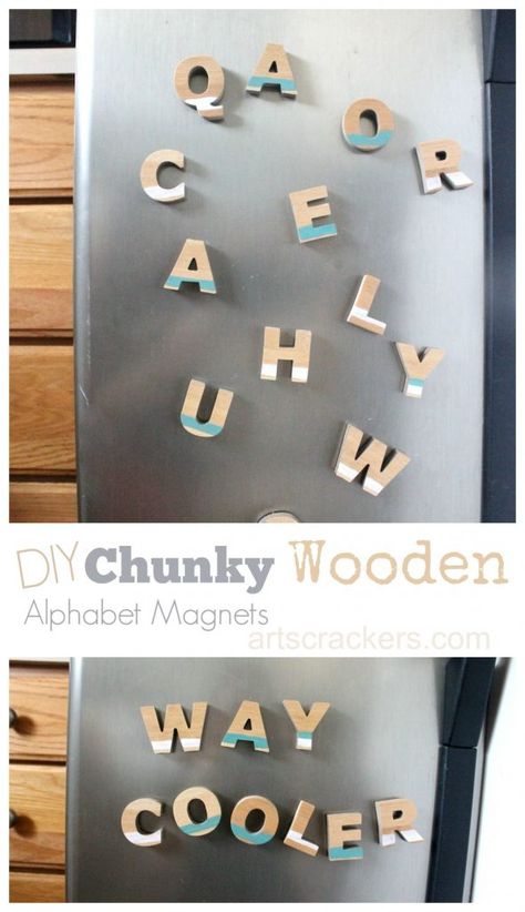 Chunky Wooden Alphabet Magnet TutorialChunky Wooden Alphabet Magnet Tutorial Letter Magnets, Letter Fonts, Alphabet Magnets, Diy Magnets, Letter Ideas, Sally Hansen Miracle Gel, Magnetic Letters, Wooden Magnets, Wooden Alphabet