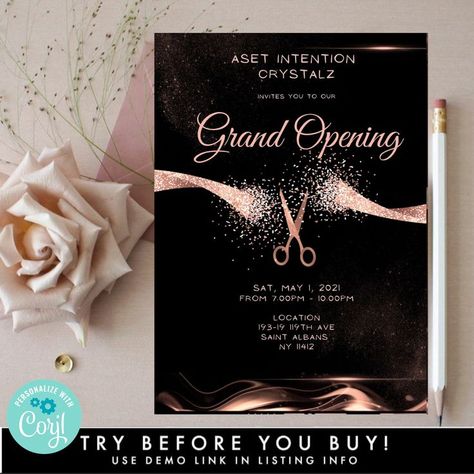 Shop Opening Invitation Card Design Creative, Opening Card Invitation, Salon Opening Invitation Card, House Opening Invitation Card, Grand Opening Invitations Template, Shop Opening Invitation Card Design, Grand Opening Invitations Design, Pink Grand Opening, Store Launch Invite