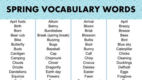 Spring Vocabulary Words, Weather Names, Spring Vocabulary, Spring Words, Nature Words, Dark Days, Enjoy The Sunshine, Spring Weather, Writing Poetry