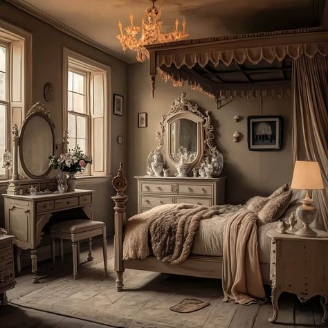 12 Vintage Bedroom Decor Inspirations You Need to Try 1930’s Bedroom, Old Fashioned Bedroom Ideas, Old Room Aesthetic, Vintage Victorian Bedroom, 40s Bedroom, 1800s Bedroom, 20s Bedroom, Victorian Room Decor, Vintage Room Inspo