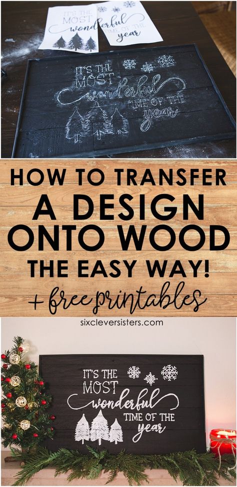 How to Transfer Designs onto Wood | How to Transfer Letters to Wood | How to Transfer words to wood | Easy DIY wood sign | DIY wood signs | Step-by-step video tutorial on the Six Clever Sisters blog! Sister Gifts Diy, Foto Transfer, Diy Gifts For Friends, Easy Wood, Diy Wood Signs, Christmas Fonts, Christmas Signs Wood, Diy Holz, Wood Crafts Diy