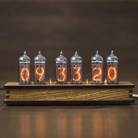 Nixie Tube Watch, Nixie Tube Clock, Nixie Tube, Cool Clocks, Humidity Sensor, Danish Oil, American Walnut, Temperature And Humidity, Amazon Handmade