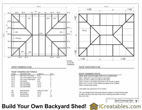 12x16 hip roof shed roof design Roof Plan Architecture Drawing, Roof Framing Plan, Double Shed Roof, Shed Roof Framing, Hip Roof Design, Shed Roof Design, Shed Design Plans, Shed Frame, Roof Truss Design