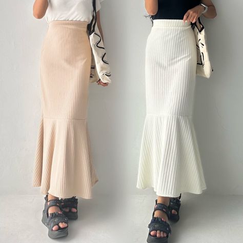 Skirt Knit, Loose Skirt, Plain Skirt, Skirt Midi, Women Formals, Mermaid Skirt, Hornet, Knit Skirt, Contemporary Fashion