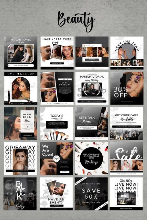 Social Media Templates by Penny Makeup Infographic, Beauty Post Ideas, Esthetician Posts, Beauty Quotes Makeup, Free Social Media Templates, Instagram Grid Design, Licensed Esthetician, Makeup Business, Social Web