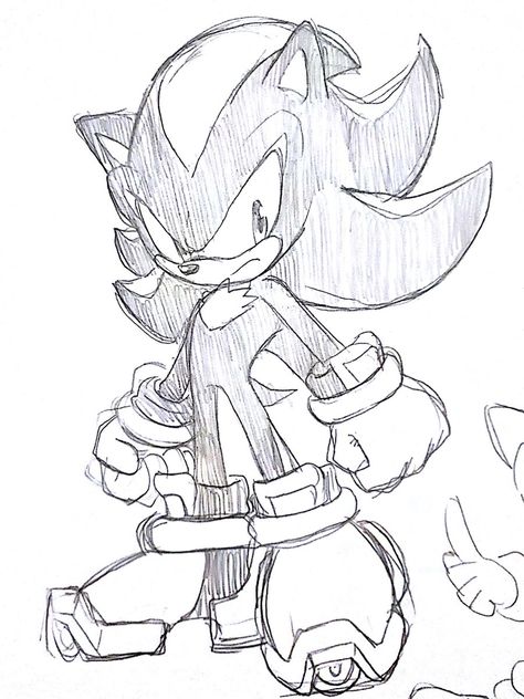 Shadow Sketch Sonic, How To Draw Shadow From Sonic, Sonic Characters Sketch, Shadow The Hedgehog Drawing Sketches, Drawing Shadow The Hedgehog, Shadow The Hedgehog Drawing Easy, Sonic Doodles Easy, Sonic The Hedgehog Art Draw, Sonic And Shadow Drawing