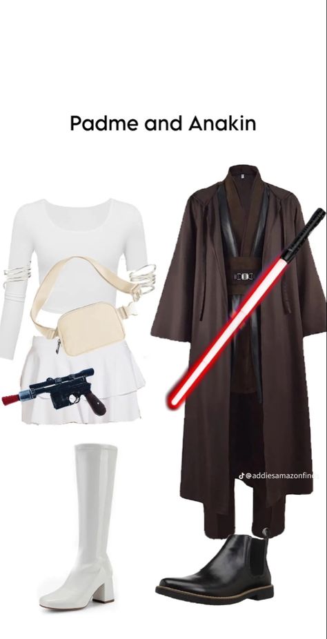 Last Minute Star Wars Costume, Star Wars Duo Costumes, Star Wars Couple Costume, Best Halloween Costumes For Couples, Padme And Anakin, Teenage Halloween Costumes, Star Wars Halloween Costumes, Hatter Costume, Disney Bound Outfits Casual