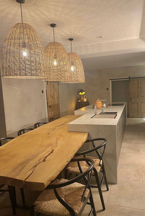 Wooden Table Kitchen Island, Dining Table Connected To Island, Table In The Middle Of Kitchen, Kitchen Island Bench Dining Table, Large Table Kitchen, Island Bench With Table Attached, Islands With Tables Attached, Kitchen With Table Island, Dining Table Island Combo