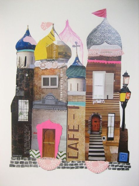 Fun kids art collage inspiration. Turkish delight. Emma Gale Collage Magazine, Paper Castle, Magazine Cutouts, Magazine Collage, Collage Illustration, A Collage, Art Club, Elementary Art, Teaching Art