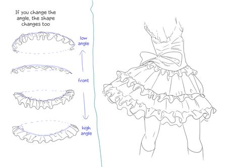 Imgur: The magic of the Internet How To Draw Frills And Ruffles, How To Draw Frills, Anime Ruffles, Draw Ruffles, How To Draw Ruffles, Lace Drawing, Character Clothes, Fabric Drawing, Manga Clothes