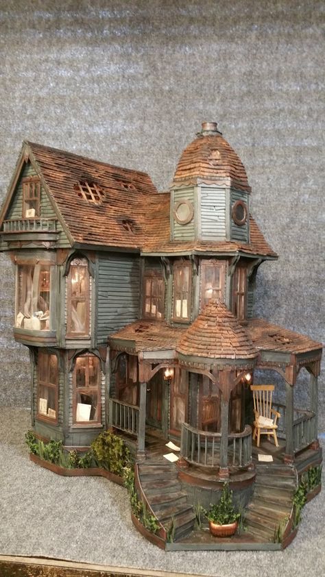 Wooden Doll House, Arch Architecture, Haunted Dollhouse, San Francisco Houses, Cardboard House, Wooden Doll, Miniature Houses, Miniature House, Miniature Model