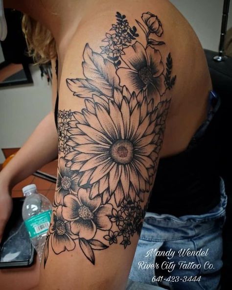 #follow #tattoos #tattooideas #blogging #blogger #blog Front Thigh Tattoos, Thigh Piece Tattoos, Tato Paha, Sunflower Tattoo Thigh, Side Thigh Tattoos, Cowgirl Tattoos, Floral Thigh Tattoos, Flower Thigh Tattoos, Hip Thigh Tattoos