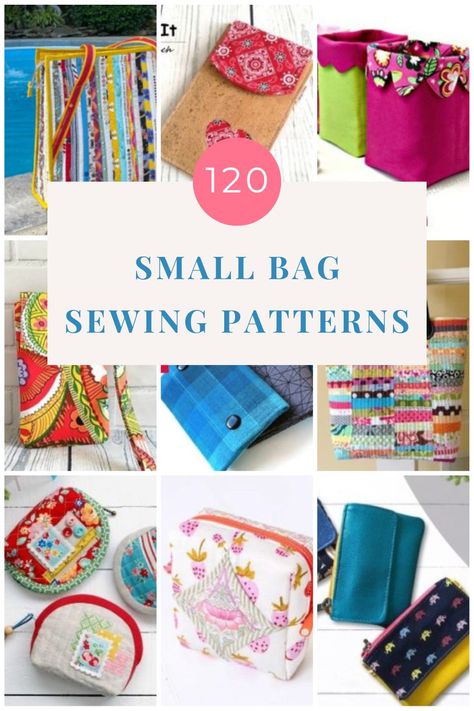 Small bag sewing patterns and projects. All of these cute little bag sewing patterns are ideal for sewing with scraps, smaller pieces of fabric or fat quarters. There are totes, clutch bags, wallets, purses, storage ideas to sew and more quick and easy bag sewing patterns that beginners can enjoy, all using smaller scraps of fabric. SewModernBags Mini Bag Patterns To Sew, Simple Small Bags To Sew, Upcycling, Couture, Small Fabric Bags Diy, Purse Sewing Patterns Free Simple, Small Fabric Bags Pattern, Pattern For Small Bag, How To Make Purses And Bags Ideas