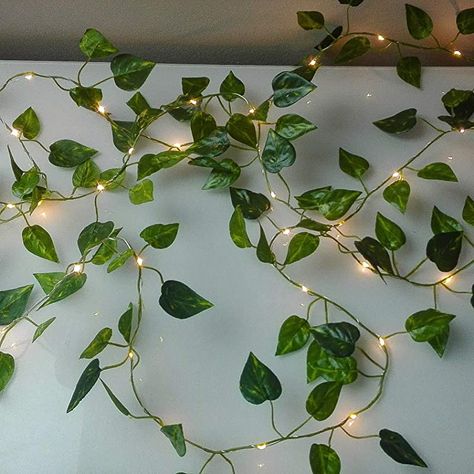 Garland Bedroom Decor, Vines Fairy Lights, Indoor Fairy Lights, Leaf Lights, Senior Table, Wonderland Room, Recording Room, Indoor Vines, Leaf Fairy