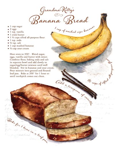 Bannan A Bread Recipe Easy 2 Banana, Basbusa Recipe, Soft Banana Bread Recipe, Recipe Artwork, Culinary Arts Recipes, Motivasi Diet, Homemade Cookbook, Easy Banana Bread Recipe, Food Artwork