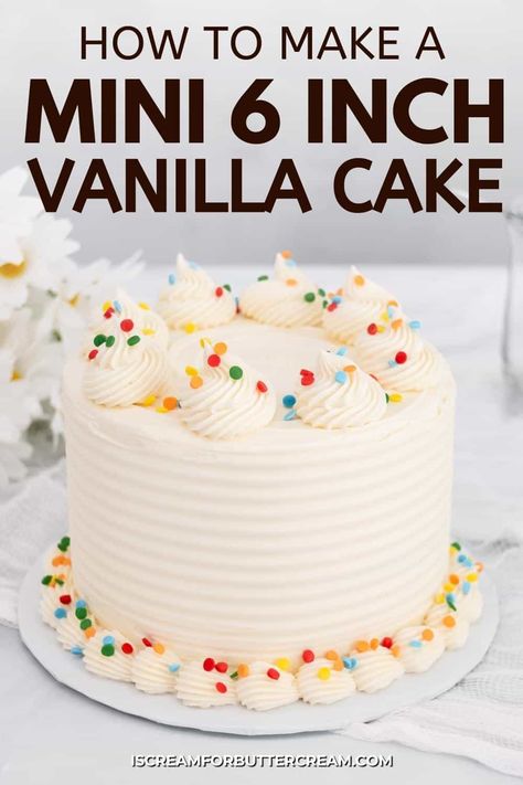 6 Inch 2 Layer Cake Recipe, Simply Cakes Birthday, Six Inch Vanilla Cake Recipe, 6inch Birthday Cake, Vanilla Cake Recipe For Decorating, Vanilla Smash Cake Recipe First Birthdays, Vanilla Mini Cakes, 6in Vanilla Cake Recipe, 2 Layer 6 Inch Vanilla Cake Recipe