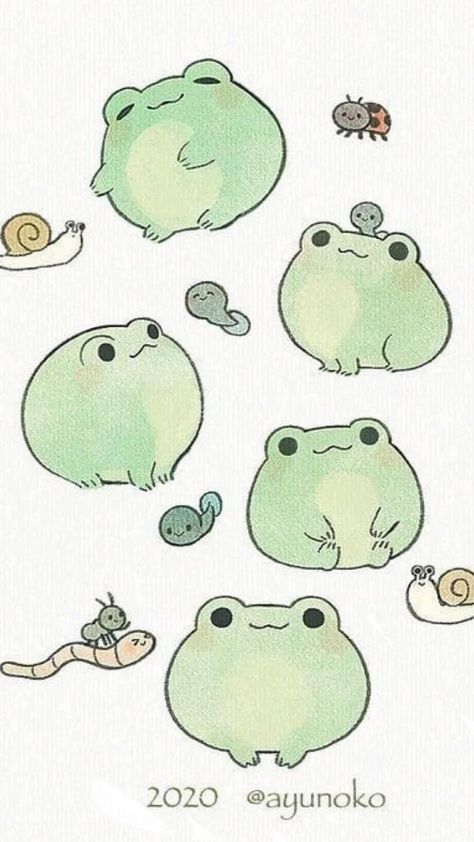 Frog Drawing, Frog Art, Cute Animal Drawings Kawaii, Cute Doodles Drawings, Cute Kawaii Drawings, Cute Doodle Art, Dessin Adorable, Cute Easy Drawings, Cute Frogs