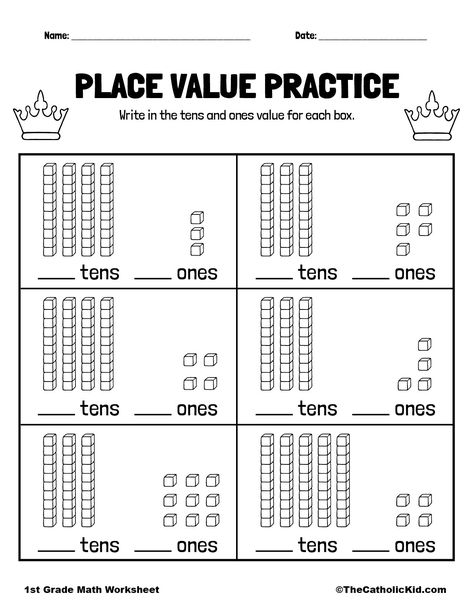 Teaching 1st Grade Ideas, Ones And Tens Worksheet First Grade, Place Value Worksheets For Kindergarten, Class1 Math Worksheet, 1st Grade Math Practice Sheets, Homework 1st Grade, Place Value Tens And Ones Worksheets, Place Value Grade 1 Worksheet, Work Sheets For 1st Grade Math