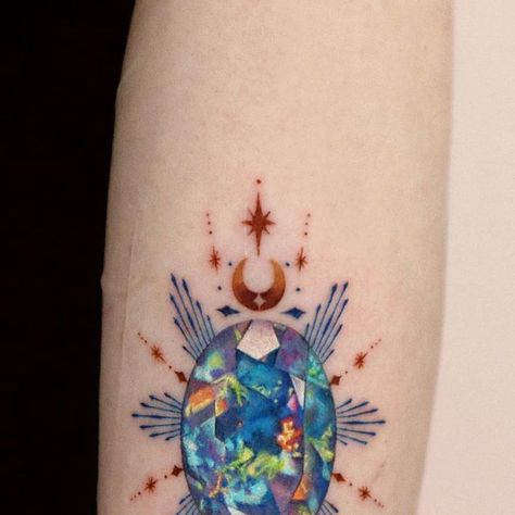 Opal Tattoo, Gold Tattoos, Date Reference, Gold Tattoo, Tattoo Styles, Color Tattoo, Opal Gemstone, I Tattoo, Skin Tone