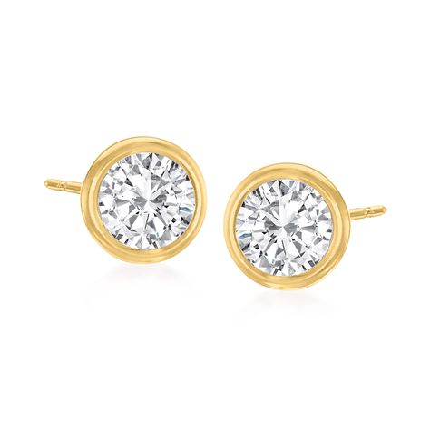 PRICES MAY VARY. 14KT YELLOW GOLD AND CZ — 1.00 ct. t.w. bezel-set CZ stud earrings in 14kt yellow gold. Round brilliant-cut CZs. Polished finish. Post/clutch backings. IDEAL FOR EVERYDAY WEAR — With their essential design, these earrings wear well whether you’re running errands, in the office, or out on the town. ROSS-SIMONS QUALITY — Treat yourself to the luxury of Ross-Simons fine jewelry. Whether your selection is made of 14kt gold, 18kt gold or gorgeous sterling silver, our jewelry always m Gold Toe Rings, Bezel Set Earrings, Curved Bar Necklace, Gifts For Your Sister, Fine Jewelery, Solitaire Necklaces, Yellow Gold Jewelry, Natural Gold, Cz Jewelry