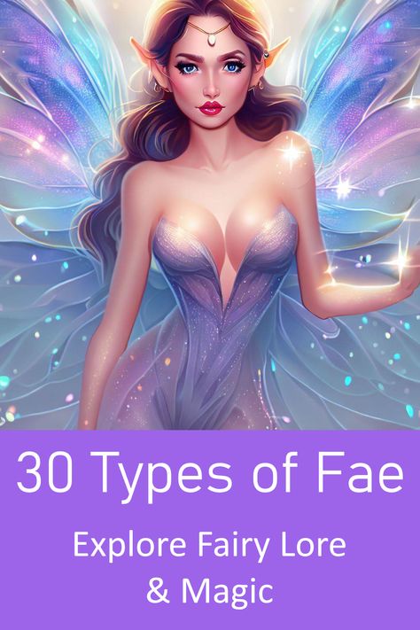 30 Types of Fae Mythical Creatures Fairy, Humanoid Fantasy Creatures, Types Of Magical Creatures, Types Of Magical Beings, Types Of Mythical Beings, Different Fairy Types, Air Mythical Creatures, Types Of Mythical Creatures, Magical Creatures Mythology Fairies