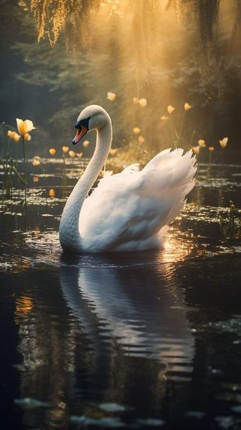 Swan Photography, Swan Pictures, Swan Wallpaper, Swan Painting, Beautiful Swan, Bird Pictures, Beautiful Nature Wallpaper, Create Art, Image Generator