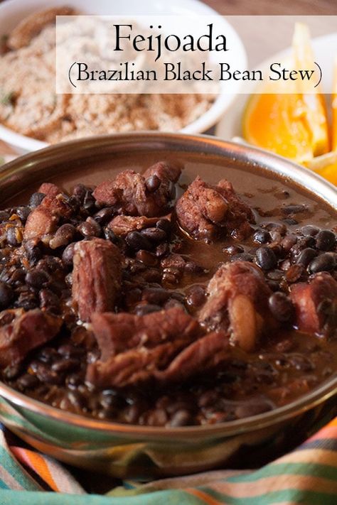 Brazilian Feijoada, Feijoada Recipe, Black Bean Stew, Brazil Food, Brazilian Dishes, South American Recipes, Pork Stew, Cassava Flour, Ethnic Food