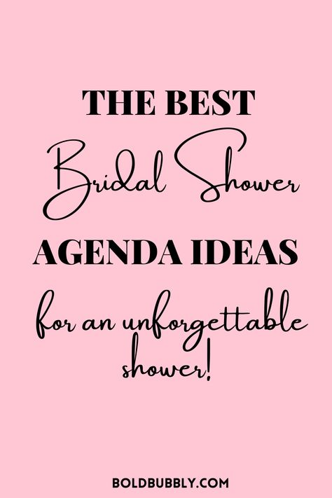 Best Bridal Shower Agenda (Order of Events) - Bold & Bubbly Bridal Shower Agenda Template, Bridal Shower Timeline Of Events, Bridal Shower Order Of Events, Hosting A Bridal Shower Checklist, Bridal Shower Itenary, Bridal Shower Itinerary Timeline, Bridal Shower Schedule Of Events, Bridal Shower Timeline Day Of, Bridal Shower Template