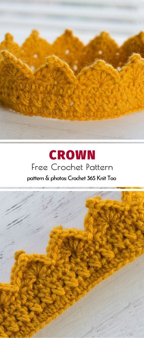 Crochet Crowns Free Pattern, Crochet Crown Pattern, Crochet Crown, Crochet Princess, Dream Dream, Crown Pattern, Simple Crochet, Hand Crochet Baby Blanket, Crochet Inspo