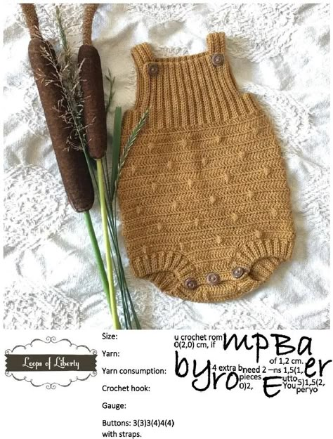 Baby E Romper US | PDF | Crochet | Artistic Techniques Baby Romper Pattern Free, Baby Romper Pattern, Knit Baby Romper, Crochet Baby Dress Pattern, Crochet Romper, Baby Dress Patterns, Knitted Baby Clothes, Crochet Bebe, Baby Hats Knitting