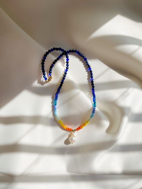 Sunset Beaded Necklace, Ombre Beaded Necklace, Ombre Beaded Bracelet, Pearl And Bead Necklace, Sunset Necklace, Hip Jewelry, Sunset Ombre, Beaded Pearl Necklace, Ombre Necklace