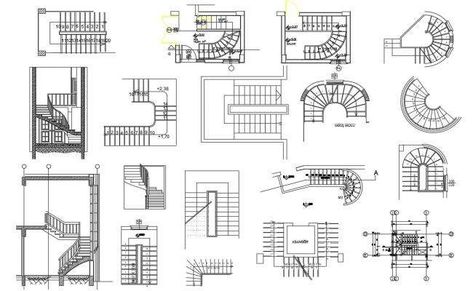 Different Types Staircase Plan and Elevation 2d AutoCAD File Download Staircase Plan, Stairs Floor Plan, Spiral Staircase Plan, U Shaped Stairs, L Shaped Stairs, U Shaped Staircase, Staircase Drawing, Staircase Layout, How To Draw Stairs