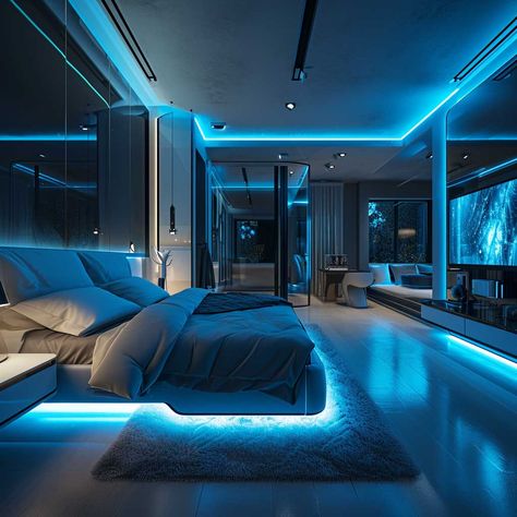 A Sneak Peek into the Latest Bedroom Interior Design Innovations • 333+ Images • [ArtFacade] Strip Light Ideas, Dream Bedroom Luxury, Modern Kids Room Design, Futuristic Bedroom, Modern Hotel Room, Minimalistic Decor, Dream Bedroom Inspiration, Contemporary Bedroom Design, Modern Kids Room