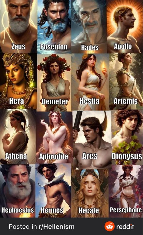 Generated by AI (not by me) Greek Mythology All Gods, Anime Greek Mythology, Greek Gods And Goddesses Fanart, Greek Gods Art Mythology, All Greek Gods And Goddesses, The Olympians Greek Mythology, Greek Gods And Goddesses Art, Amazons Greek Mythology, Gods And Goddesses Mythology