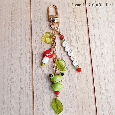 DETAILS

🐸This listing is for one (1) keychain
🐸Size: approx. 5" long from the top of the clip to the bottom of the leaf charm
🐸Glass beads and alphabet plastic beads
🐸Metal golden keychain swivel clasp
🐸Cute decoration for your backpack, purse, bag, lanyards, keychain, office, house keys and more

Mushrooms, Retro Boho, Craft Handmade, Clay Bohemian, Frog Fairy Core, Toadstool, Amanita Mushroom, Cottagecore Clay, Cottage Core, Fairycore,  Farm Core, Fairy Core, Gift for Her, Gift for Him Cottage Core Backpack, Cottagecore Keychain, Cottagecore Clay, Cottage Core Frog, Clay Cottage, Frog Fairy, Farm Core, Frog Keychain, Mushroom Cottagecore